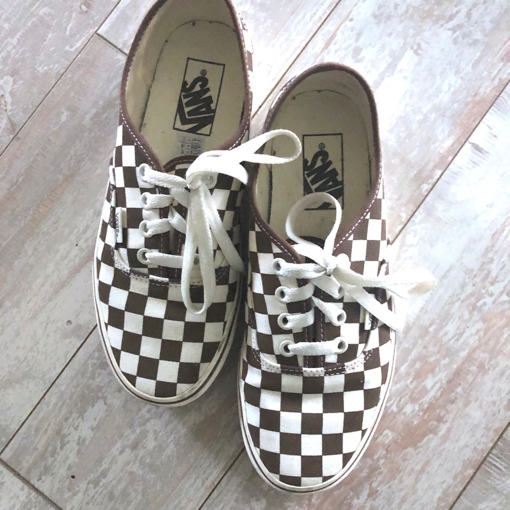 Brown Checkered VANS Size 7 Womens